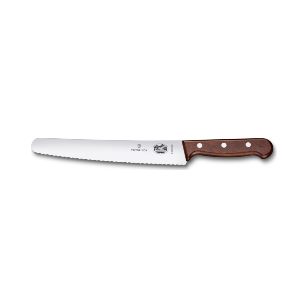 [VIC-5.2930.22G] Wood, bread and pastry knife, 22cm, wavy, modified maple,gift box