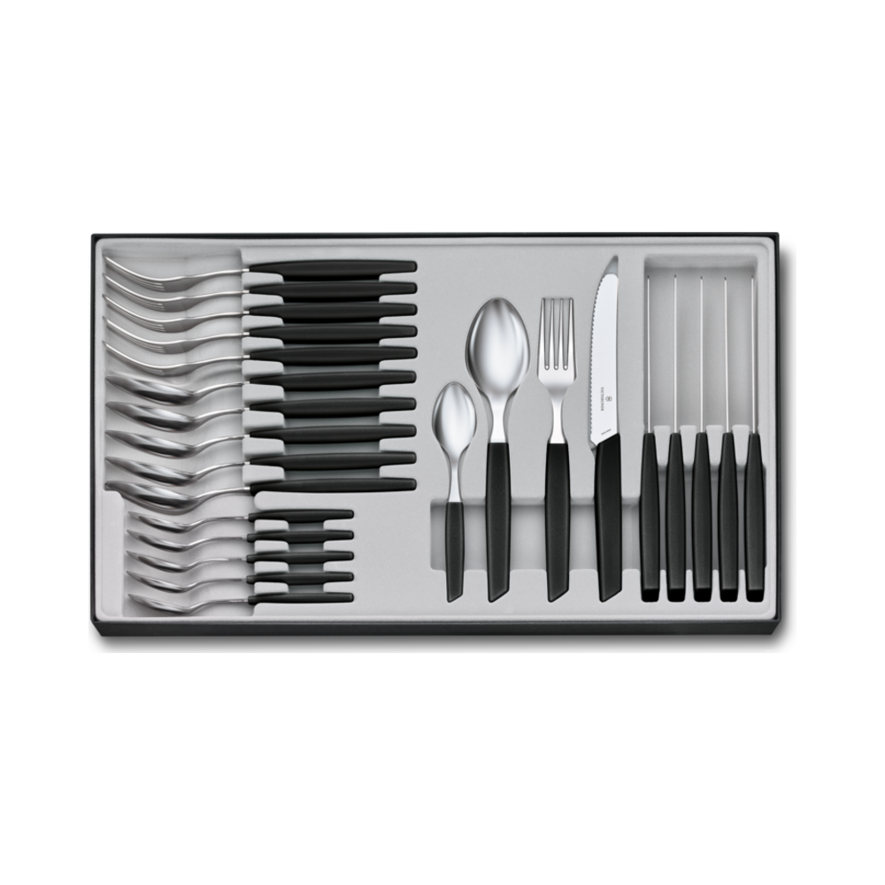 Modern, table set (tomato knife), 24pcs, 11cm, wavy, black