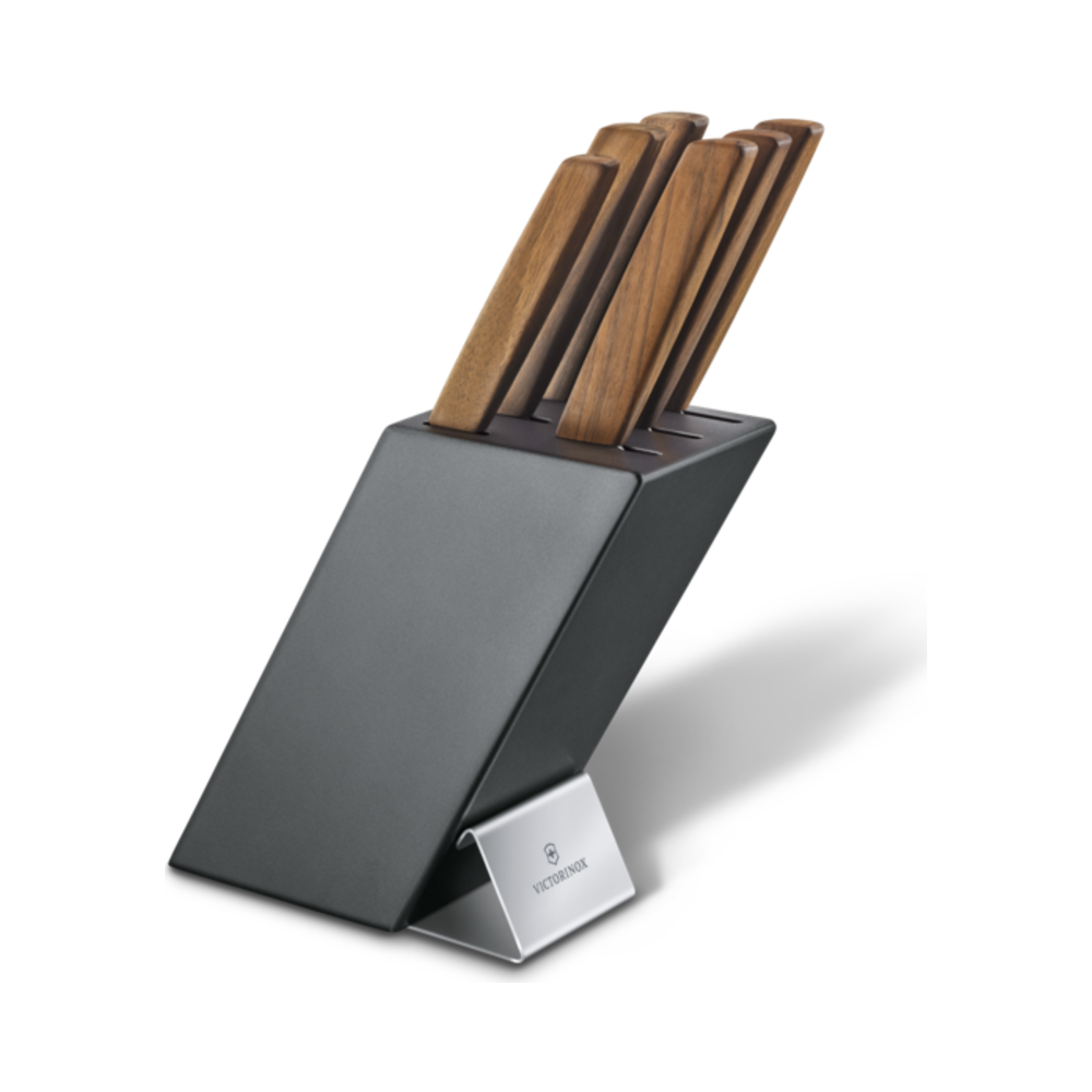 [VIC-6.7186.6] Modern, cutlery block, beechwood anthr., 7pcs, walnut