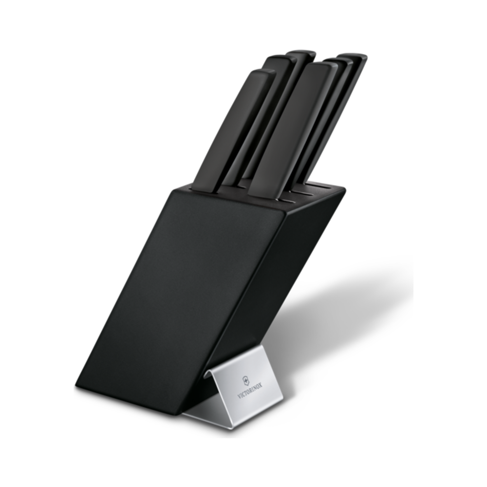 [VIC-6.7186.63] Modern, cutlery block, beechwood black, 7pcs, black