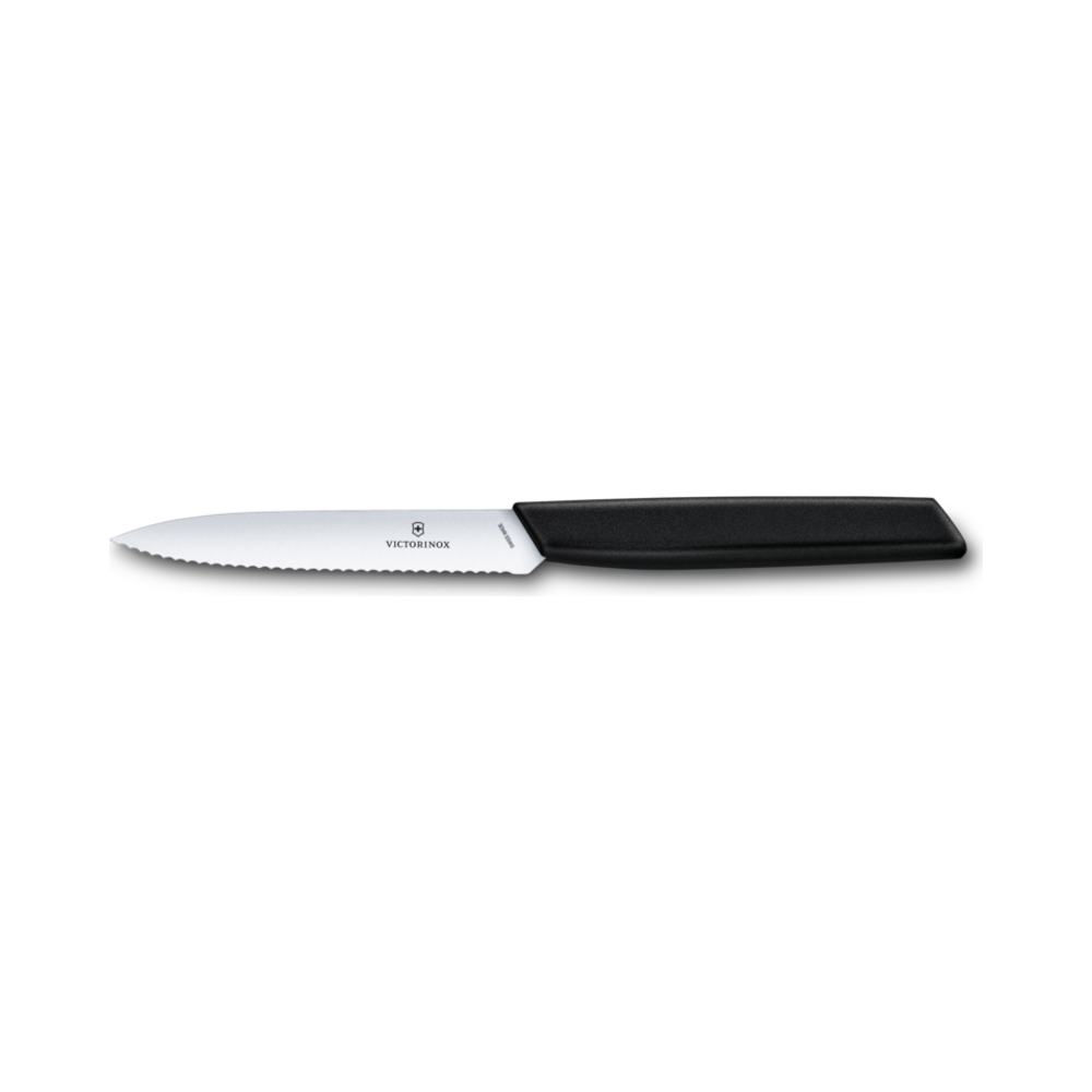 Swiss Modern, paring knife, 10cm, wavy, black