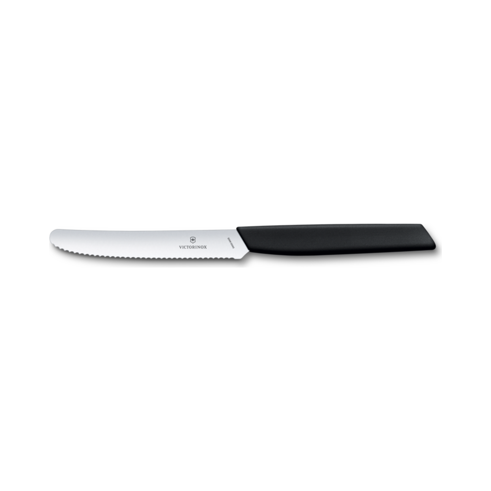 Swiss Modern, tomato and table knife, 11cm, wavy, black