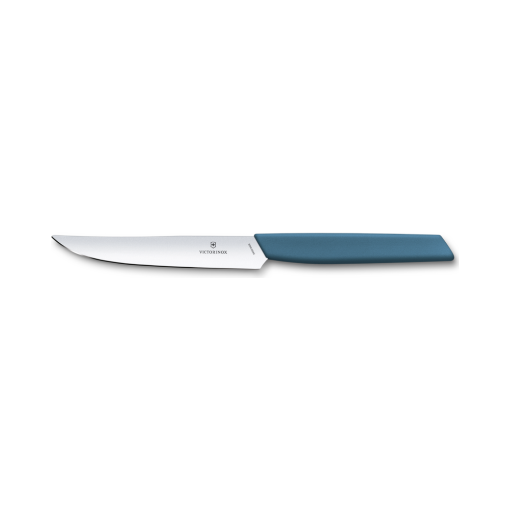 Swiss Modern, steak knife, 12cm, straight, cornflower
