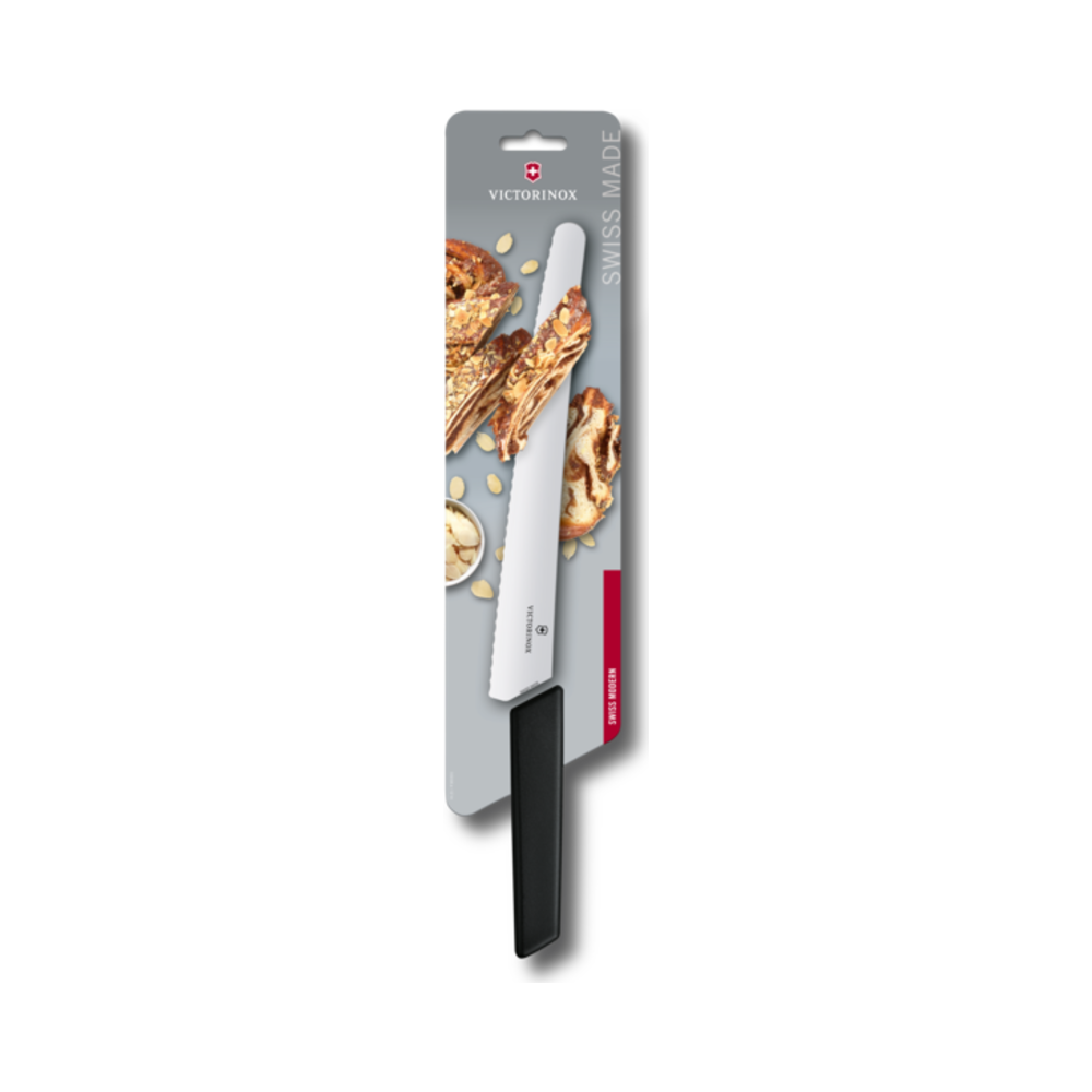Swiss Modern, pastry knife, 26cm, wavy, black, blister