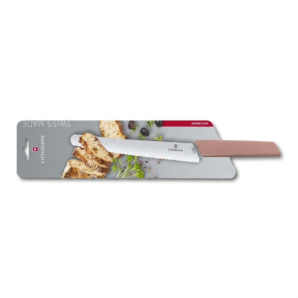 [VIC-6.9076.22W5B] Bread and pastry knife, Swiss Modern, 22cm, Wavy, Apricot, Blister