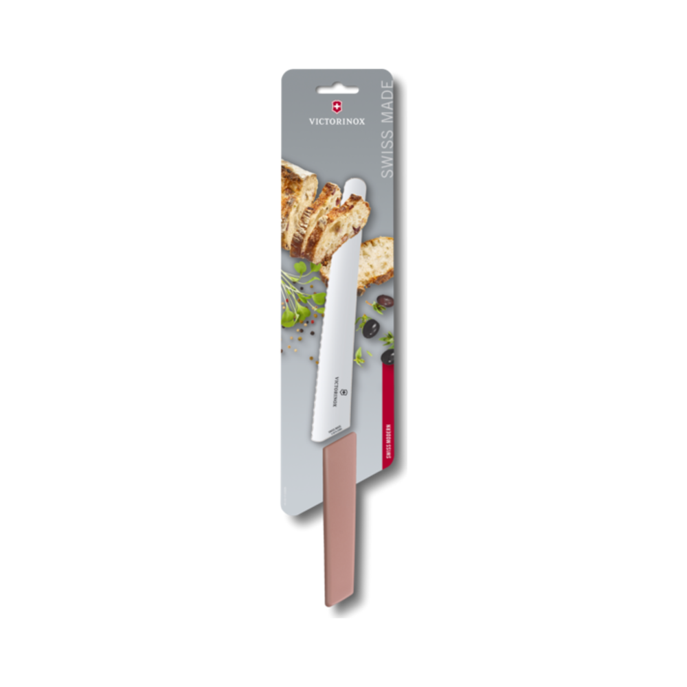 Swiss Modern, bread and pastry knife, 22cm, wavy, apricot,blister