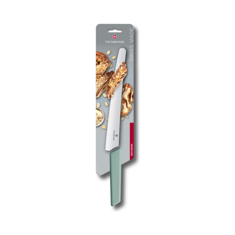 Swiss Modern, pastry knife, 26cm, wavy, aqua, blister