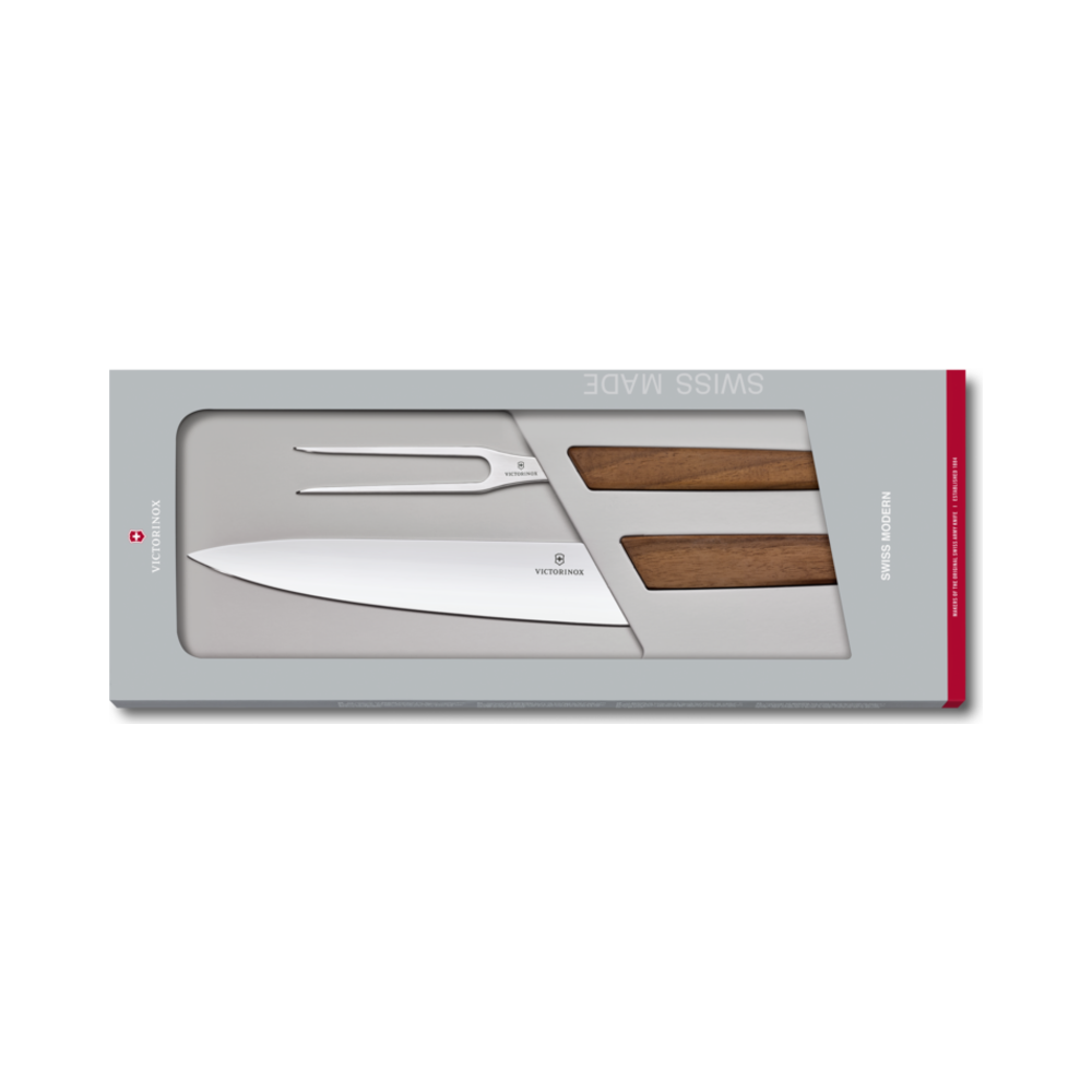 Swiss Modern, carving set, 2pcs, walnut, gift box