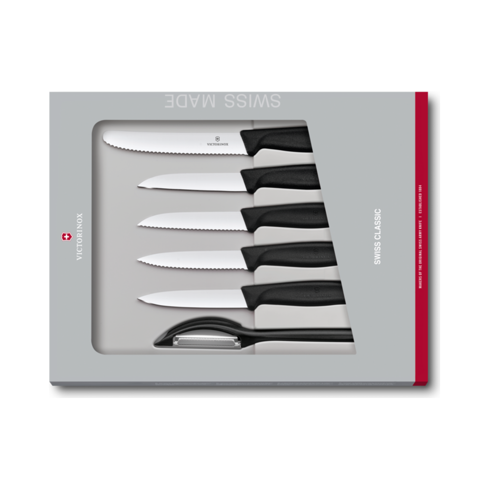 Swiss Classic, paring knife set, 6pcs, black, gift box