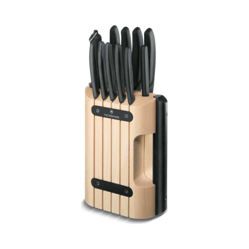Swiss Classic, cutlery block, beechwood, 12pcs, black