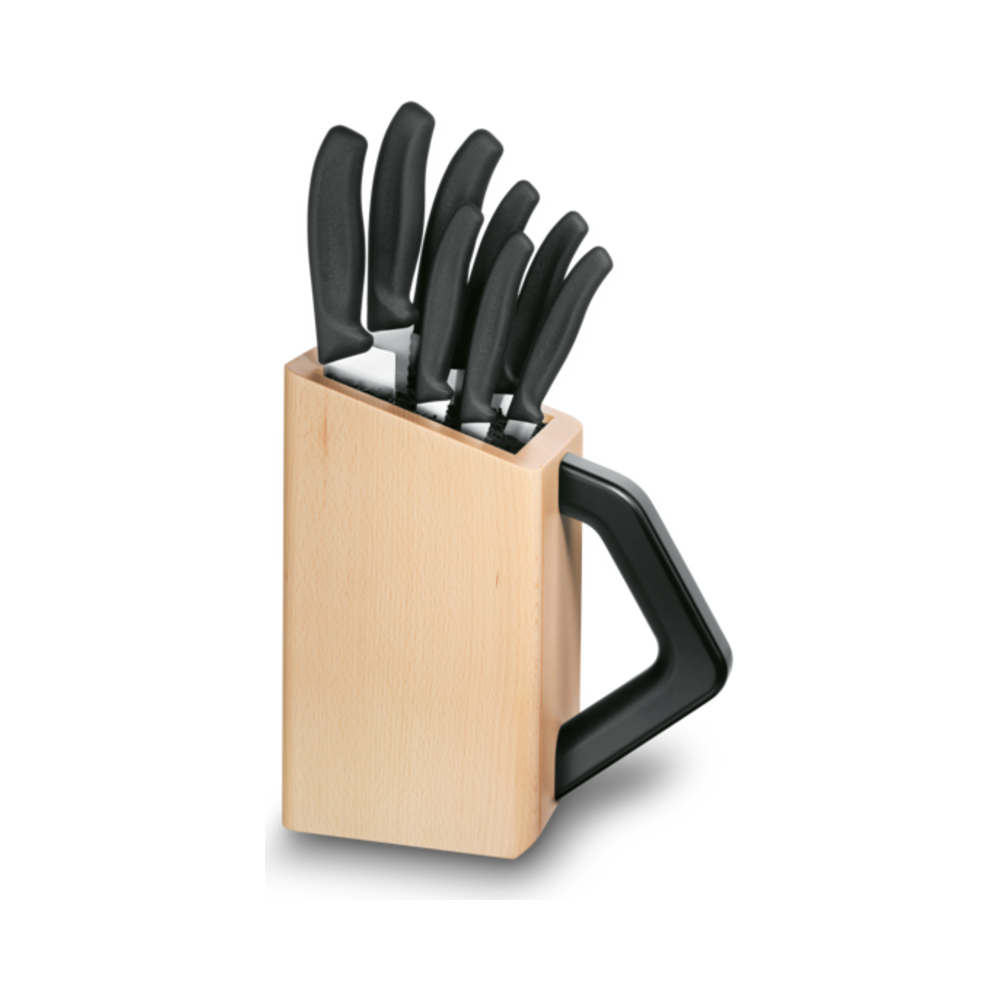 Swiss Classic, cutlery block, beechwood, 9pcs, black