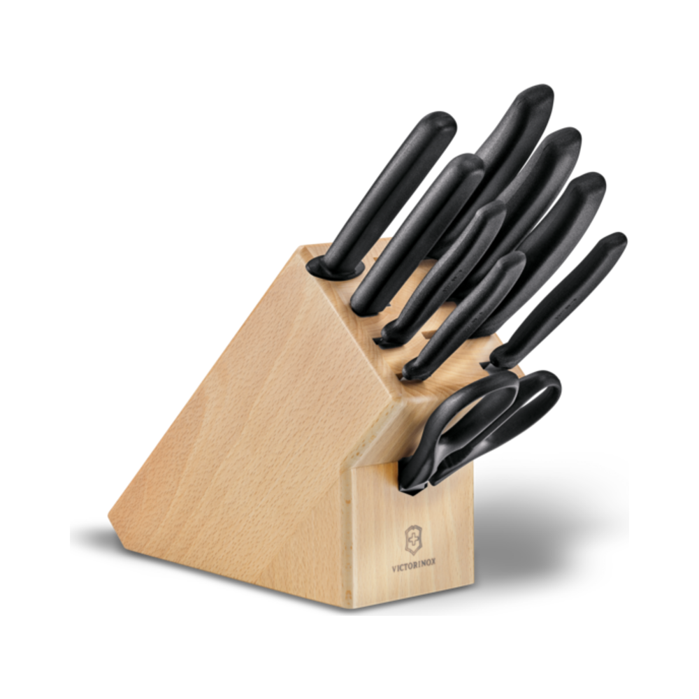 Swiss Classic, cutlery block, beechwood, 10pcs, black