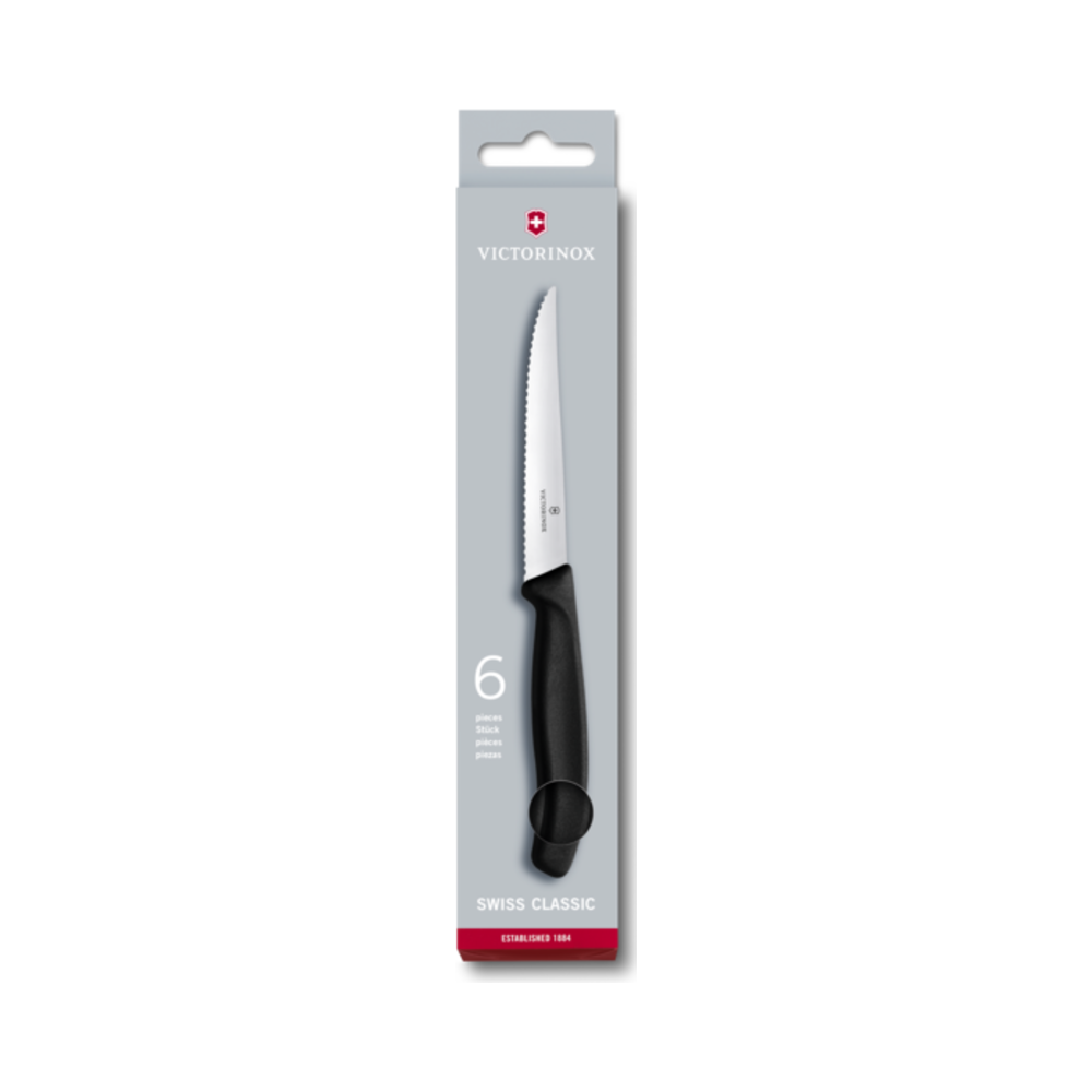 Swiss Classic, steak knife set, 6pcs, 11cm, wavy, black
