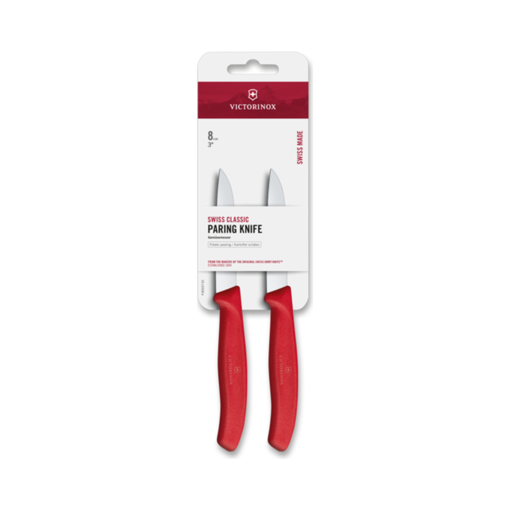 [VIC-6.7401.2C1B] Swiss Classic, paring knife, 2 pcs, 8cm, straight, red, blister