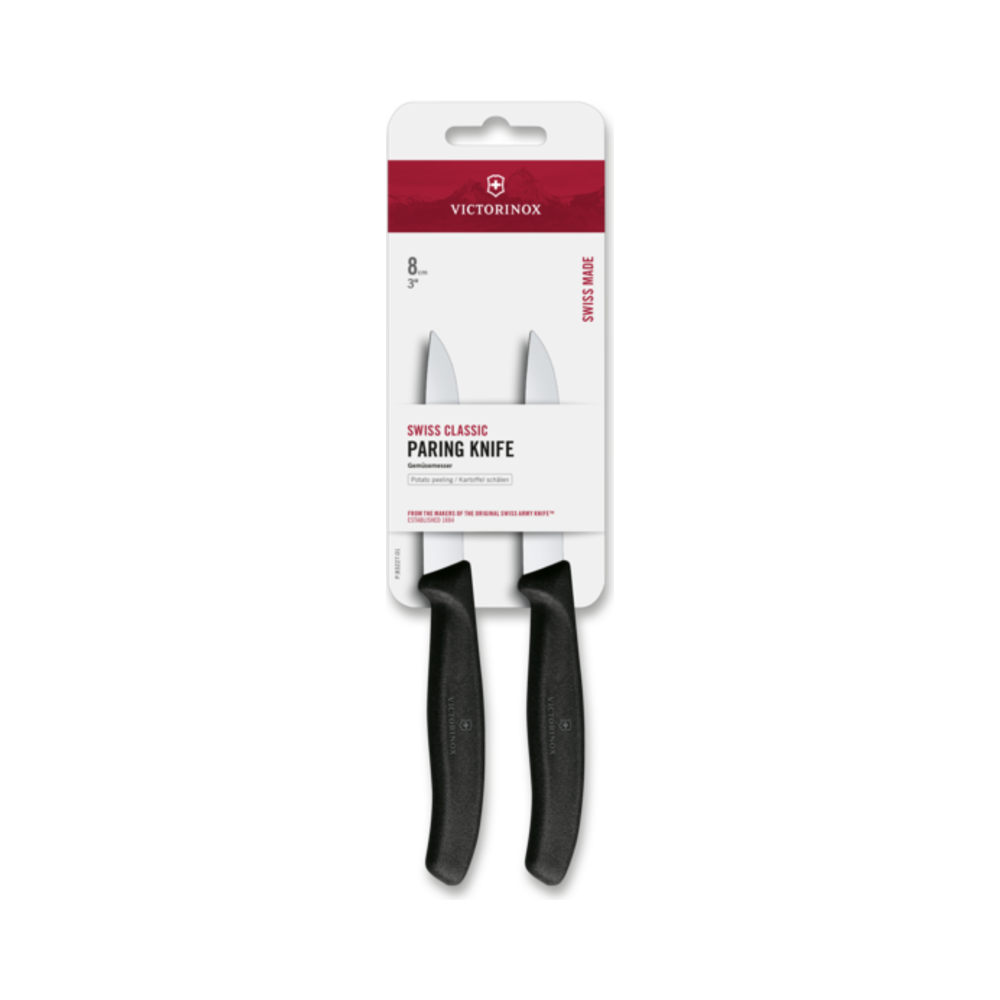 [VIC-6.7403.2B] Swiss Classic, paring knife, 2pcs, 8cm, straight, black, blister