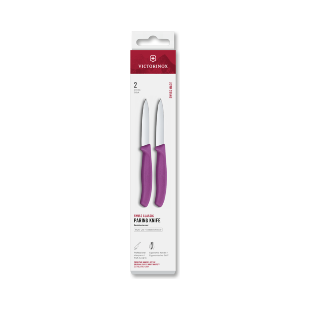 [VIC-6.7605.2C1] Swiss Classic, paring knife, 2pcs,8cm,straight,pointed,purple,box