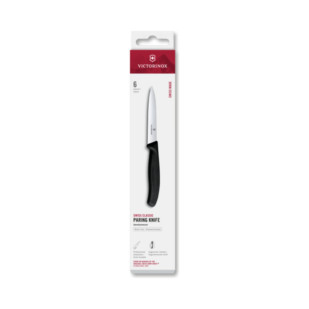 Swiss Classic, paring knife, 6pcs, 10cm, wavy, pointed, black,box