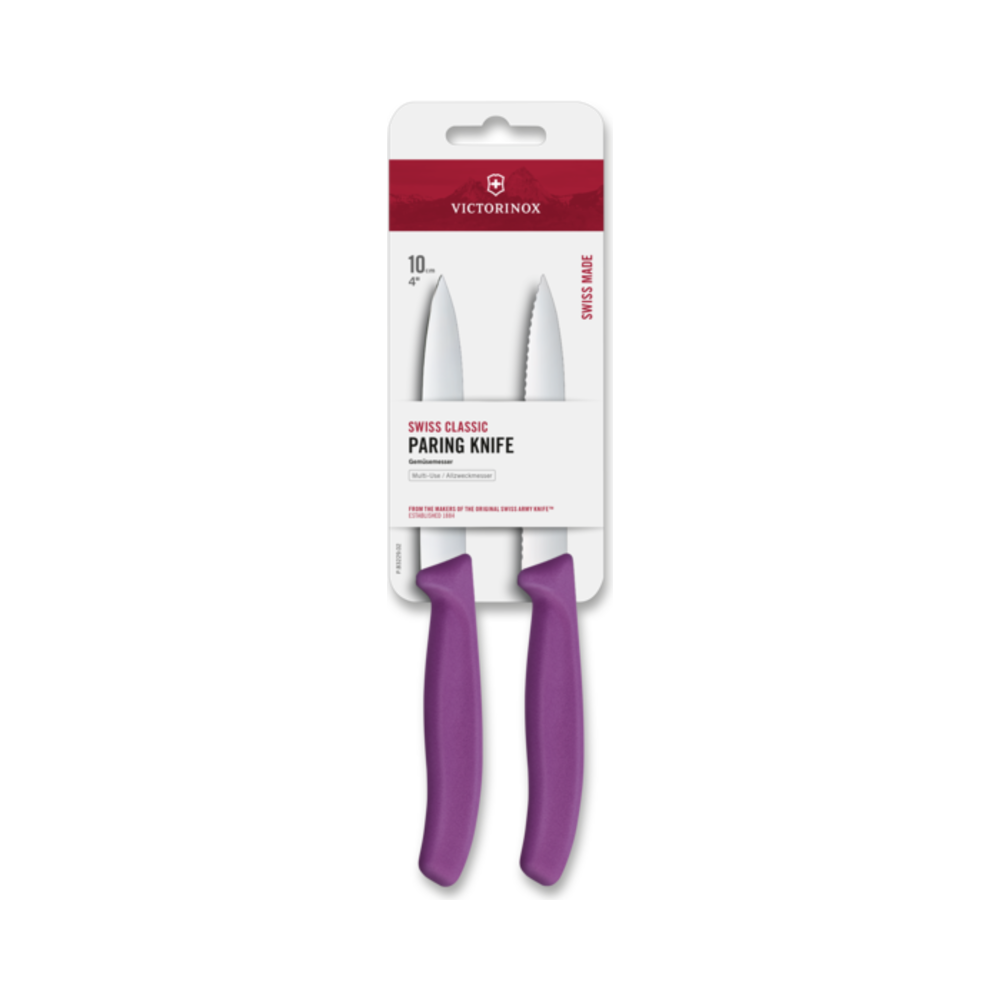Swiss Classic, paring knife, 2pcs,10cm,wavy/straight,purple,b