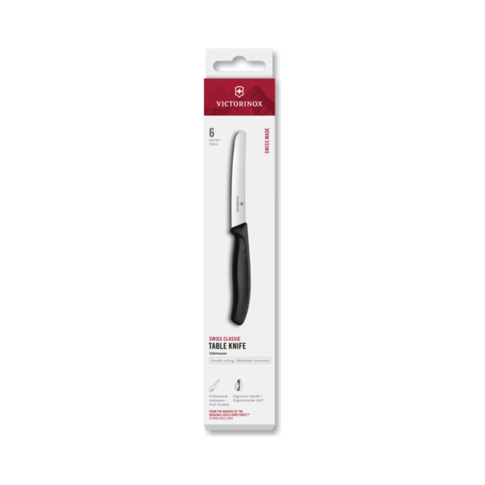 Swiss Classic, table knife, 6pcs, 11cm, straight, black, box