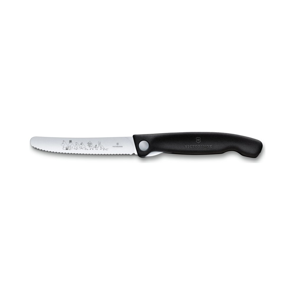 Swiss Classic, tomato and table knife, 11cm, wavy, black