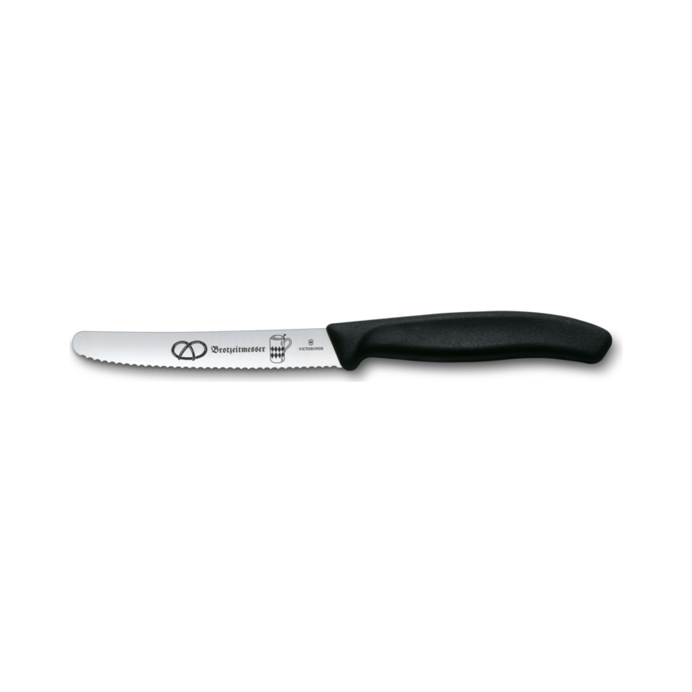 Swiss Classic, tomato and table knife, 11cm, wavy, black