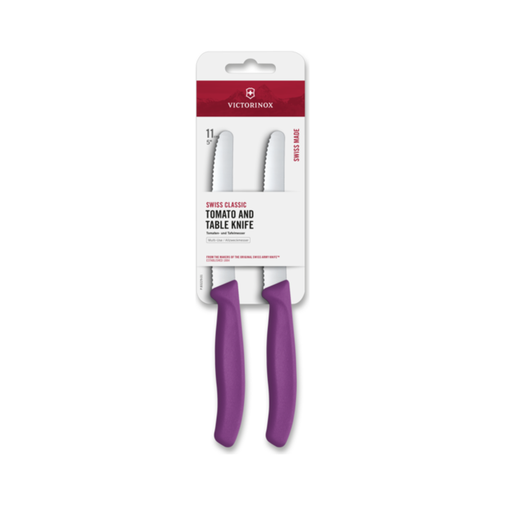 Swiss Classic, tomato & table knife, 2pcs, 11cm,wavy,purple,b