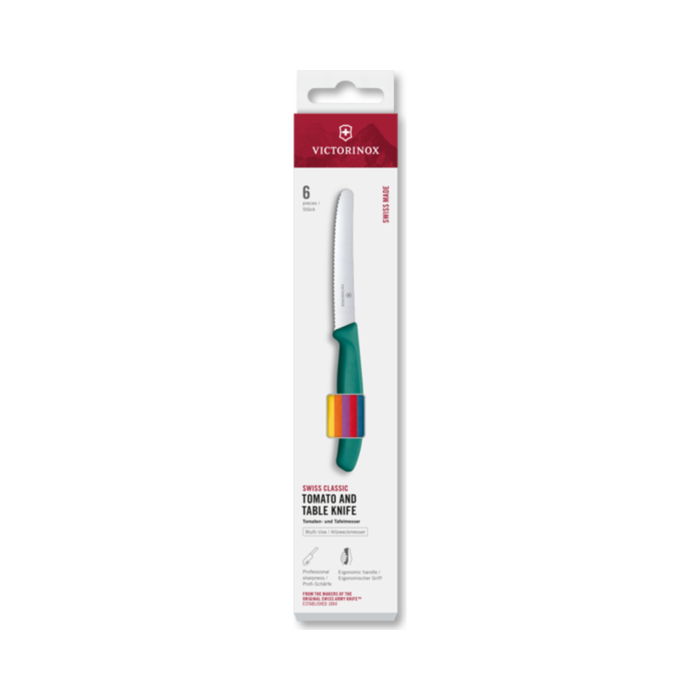 Swiss Classic, tomato & table knife, 6pcs, 11cm,wavy,assorted,box