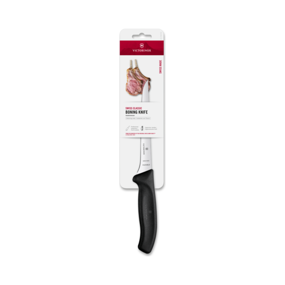Swiss Classic, boning knife, 15cm,straight,flexible,black,blister