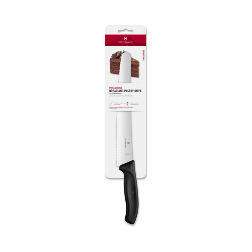 Swiss Classic, pastry knife, 26cm, wavy, black, blister