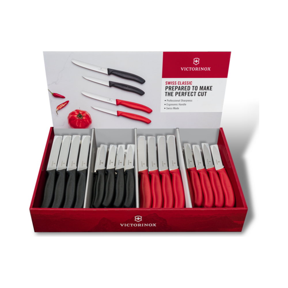 Swiss Classic, display paring knives, 80pcs, black/red, DE/EN