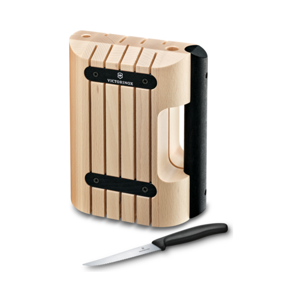 Cutlery block, beechwood/black, empty