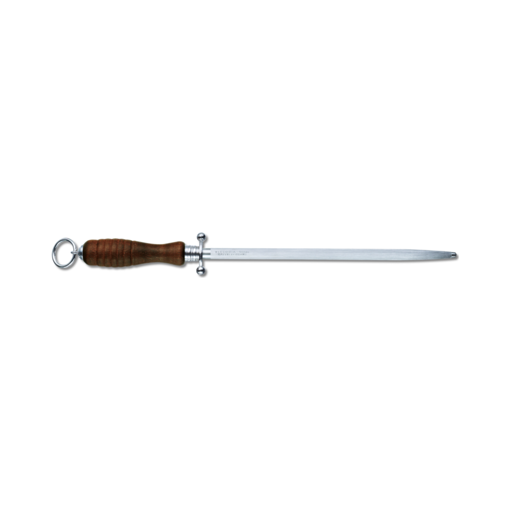 Kitchen sharpening steel, 27cm, medium fine, round, beech wood