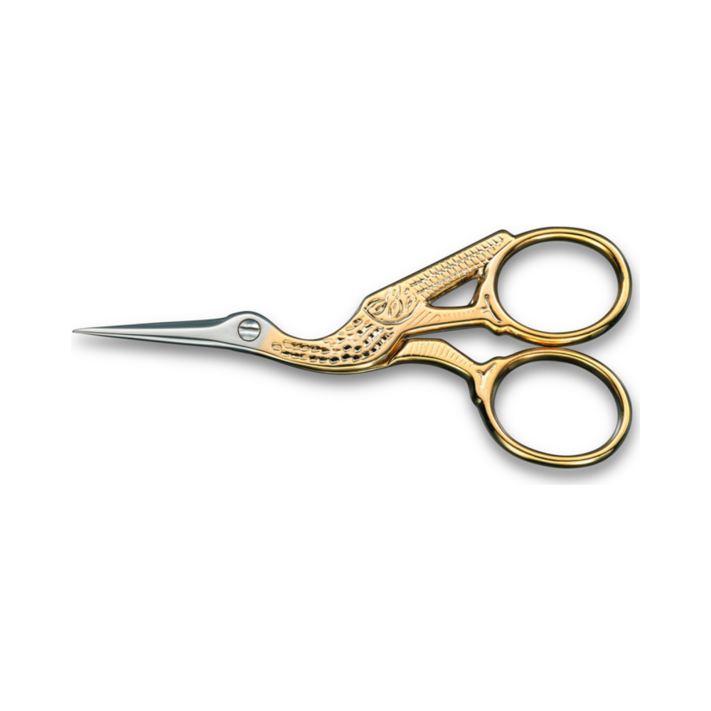 Stork scissors, gold-plated