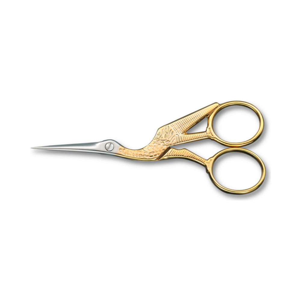 Stork scissors, gold-plated