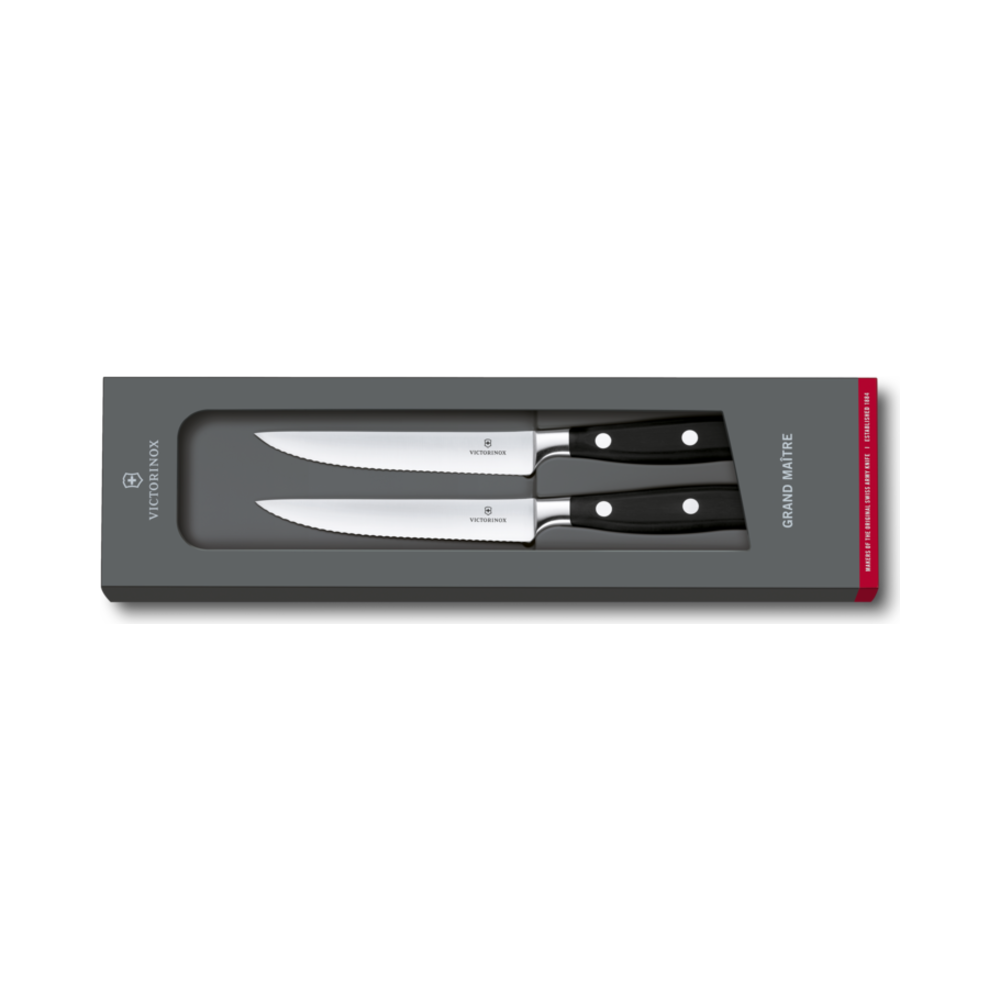 Grand Maître, steak knife set, 2pcs, 12cm, wavy, pom, gift box