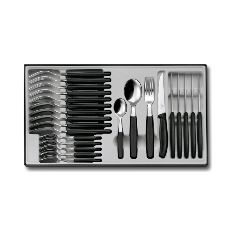 Swiss Classic, steak knife table set, 24pcs, wavy, black