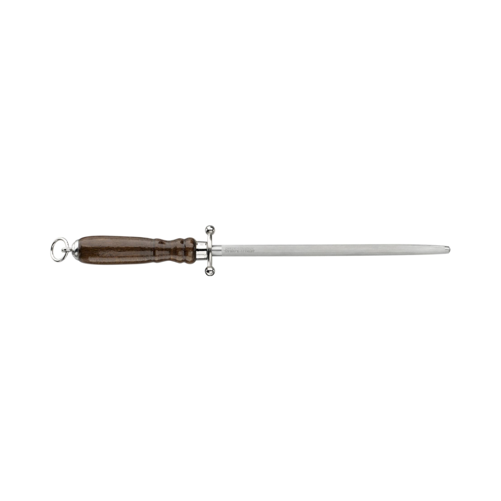 [FLU-2062-200-84-SGCRV] Sharpening Steel Round, Wood Handle, ⌀9.6mm Standard Cut, 20cm