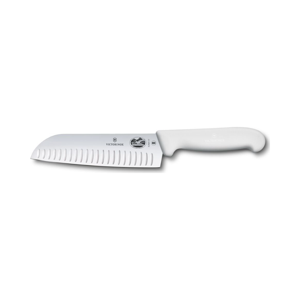 Fibrox, santoku knife, 17cm, straight, fluted, white