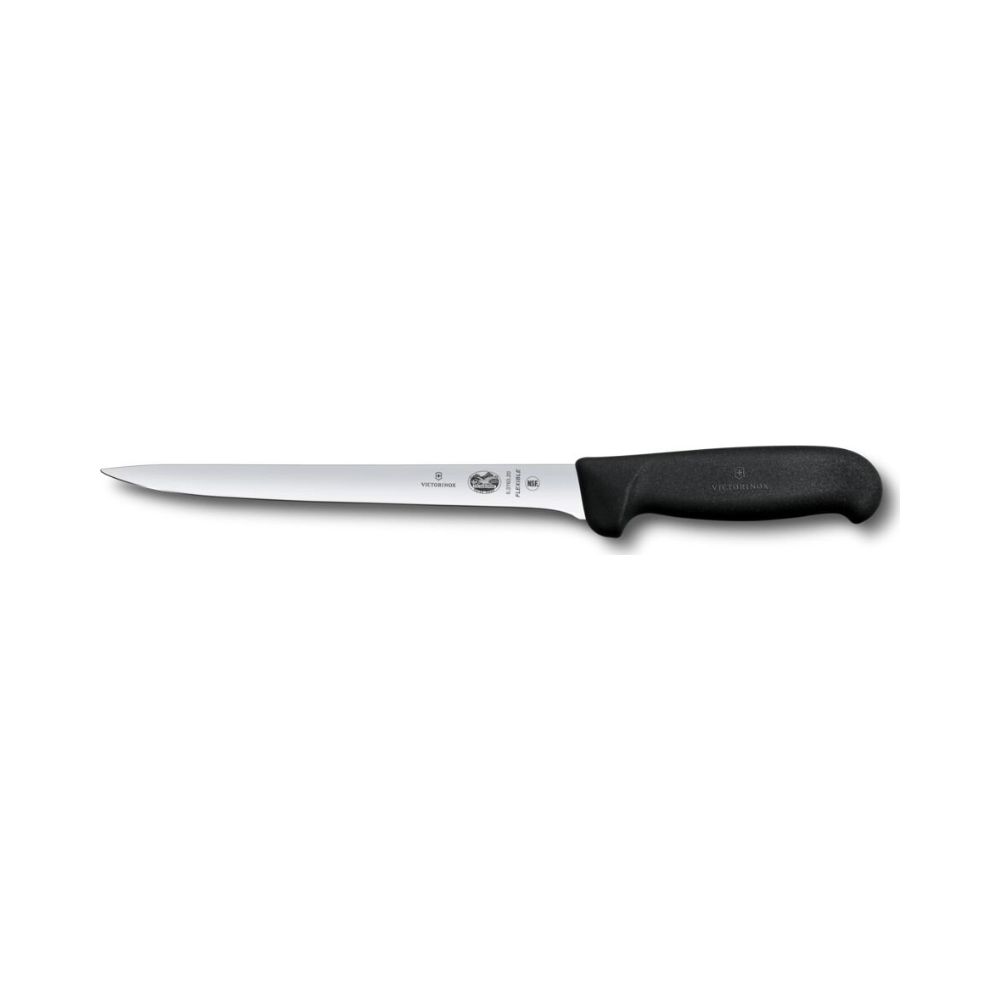 Fibrox, filleting knife, 20cm, straight, flexible, curved, black