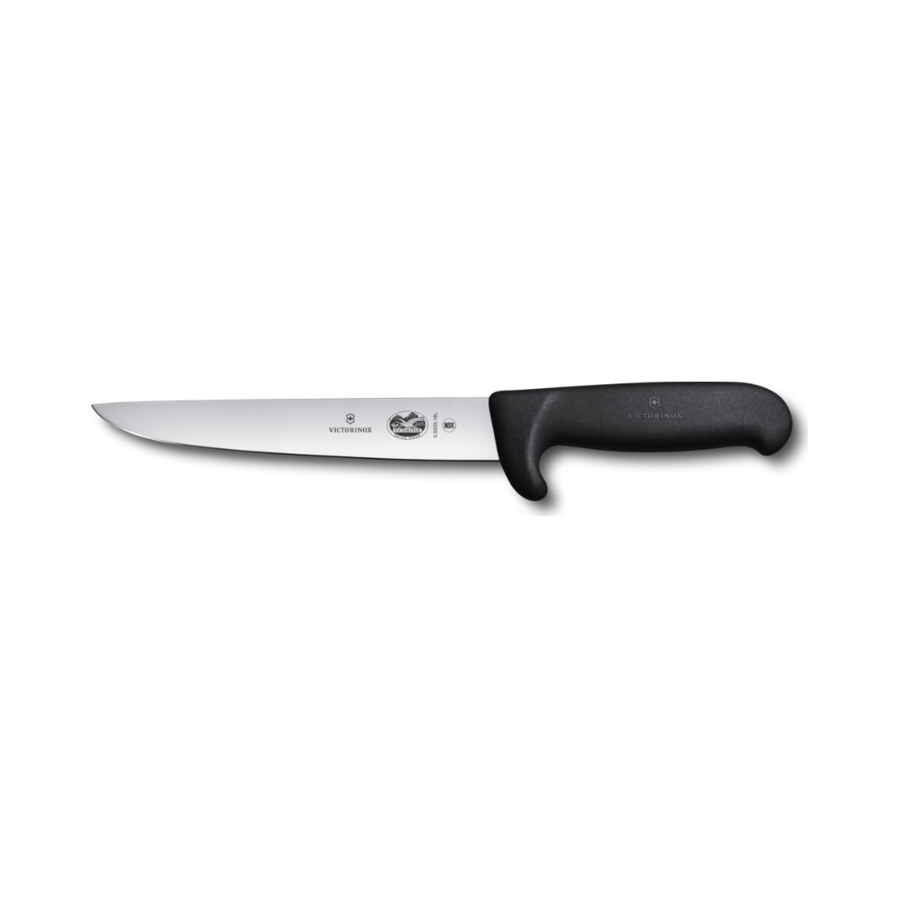 Fibrox, sticking knife, 18cm, straight, safety nose, black