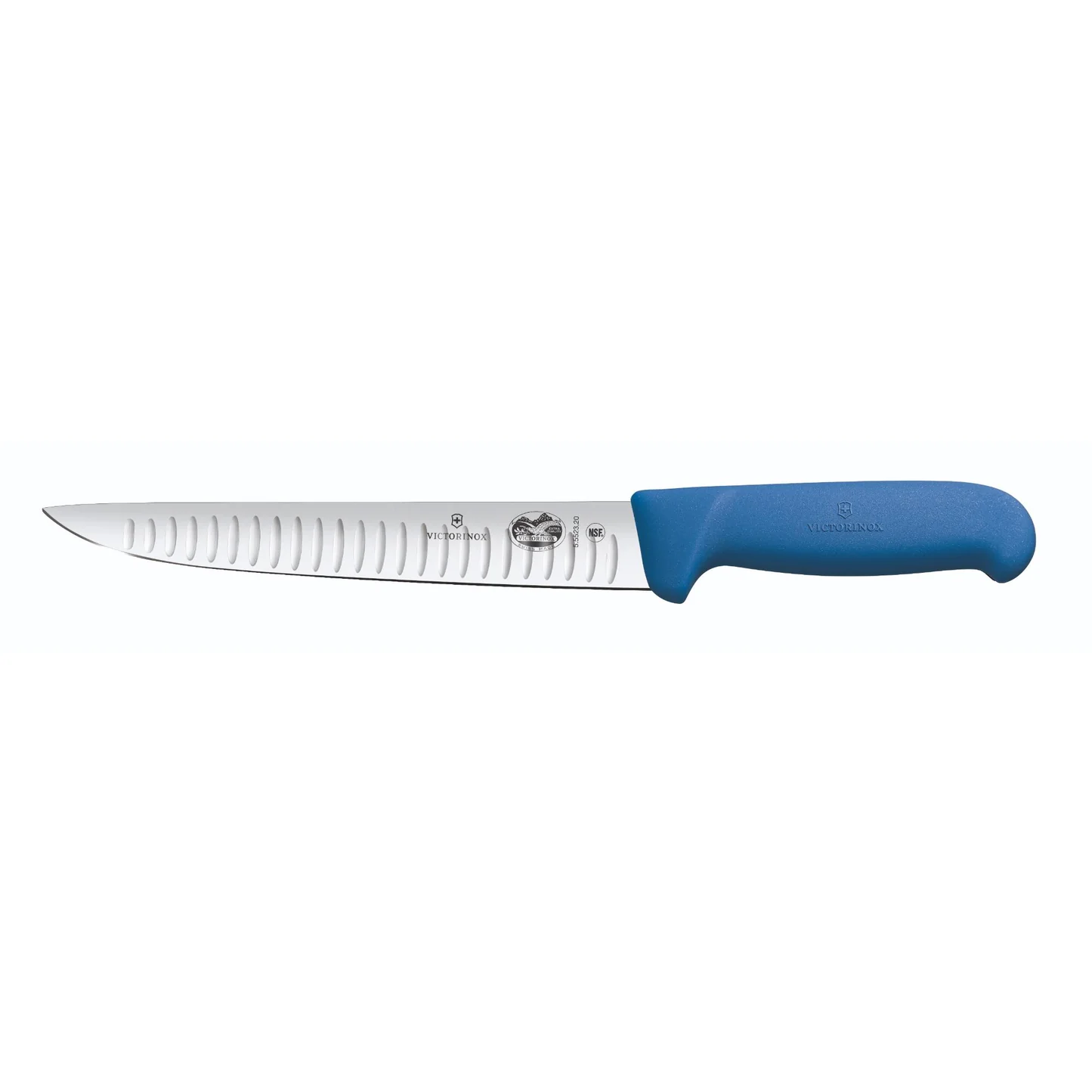 Fibrox, sticking knife, 25cm, straight, fluted, blue