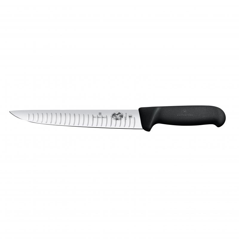 Fibrox, sticking knife, 20cm, straight, fluted, black