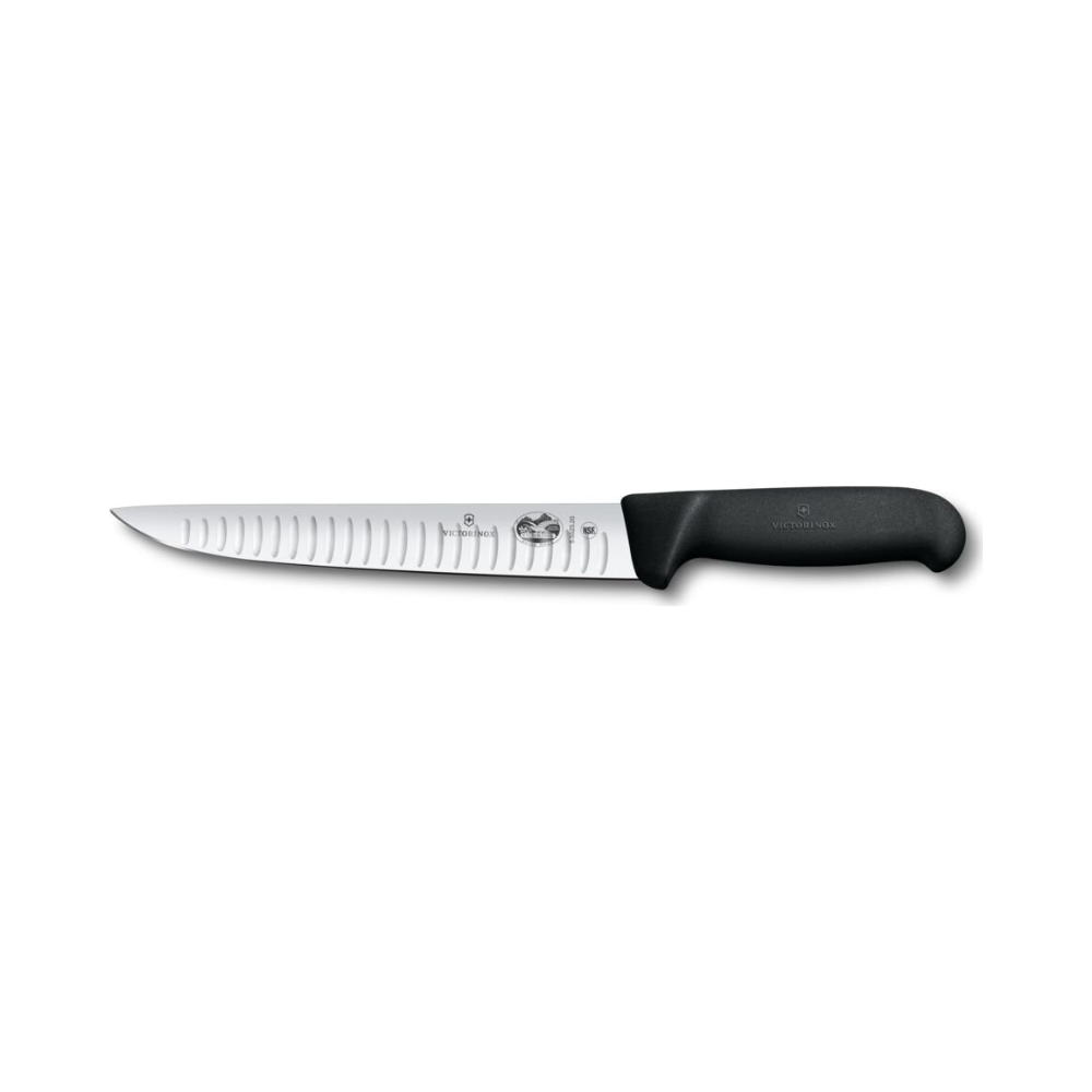 Fibrox, sticking knife, 20cm, straight, fluted, black