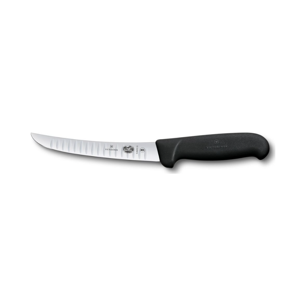 Fibrox, boning knife, 15cm, straight, fluted, black