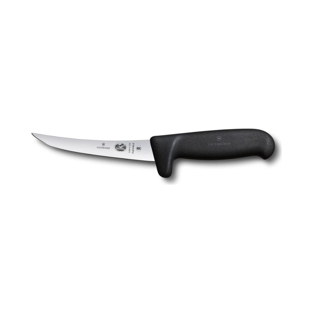 Fibrox, boning knife, 12cm, straight, safety grip, flexible,black