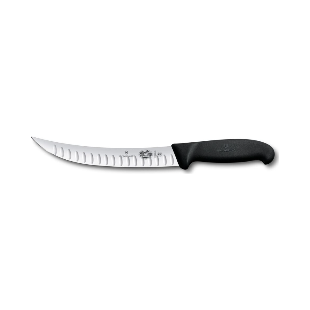 [VIC-5.7223.20] Fibrox, slaughter knife, 20cm, straight, fluted, narrow, black