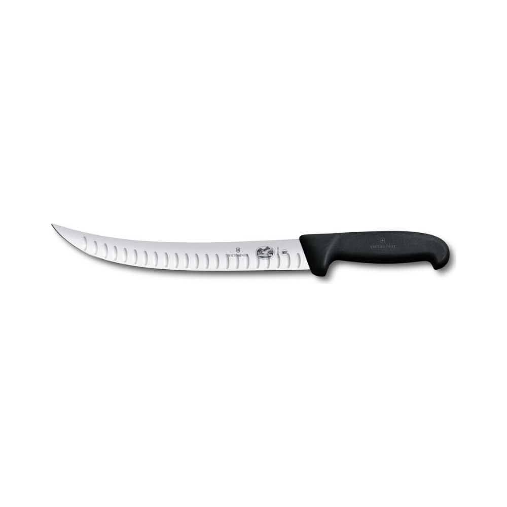 Fibrox, slaughter knife, 25cm, straight, fluted, narrow, black