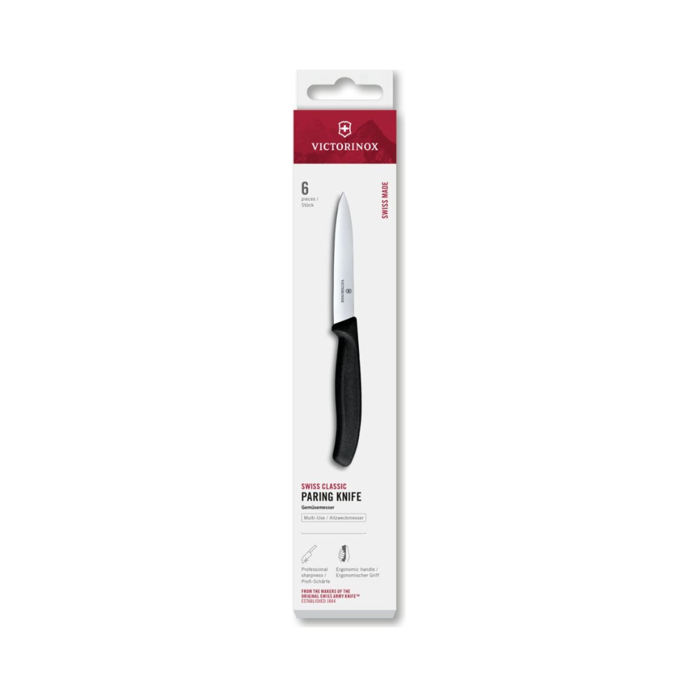 Swiss Classic, paring knife, 6pcs, 10cm, straight, pointed, black