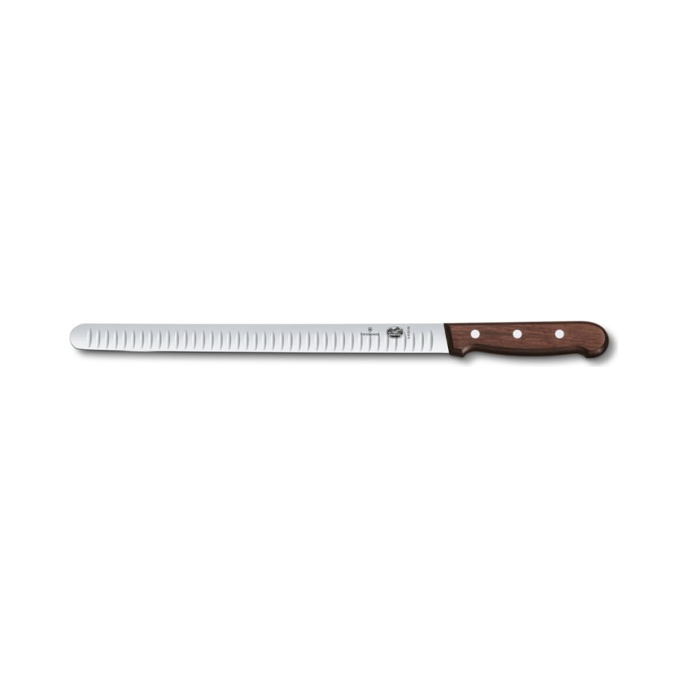 Wood, salmon knife, 30cm, straight, fluted, modified maple