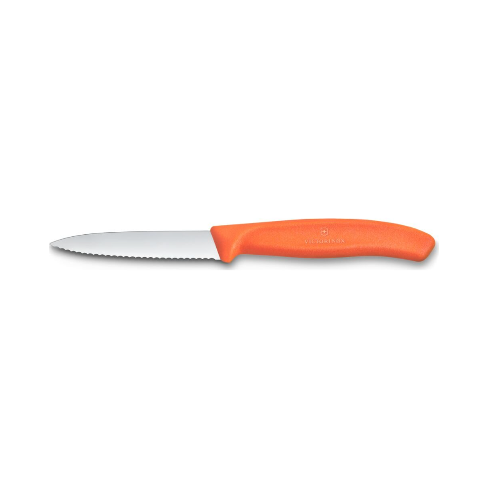 Swiss Classic, paring knife, 8cm, wavy, pointed tip, orange